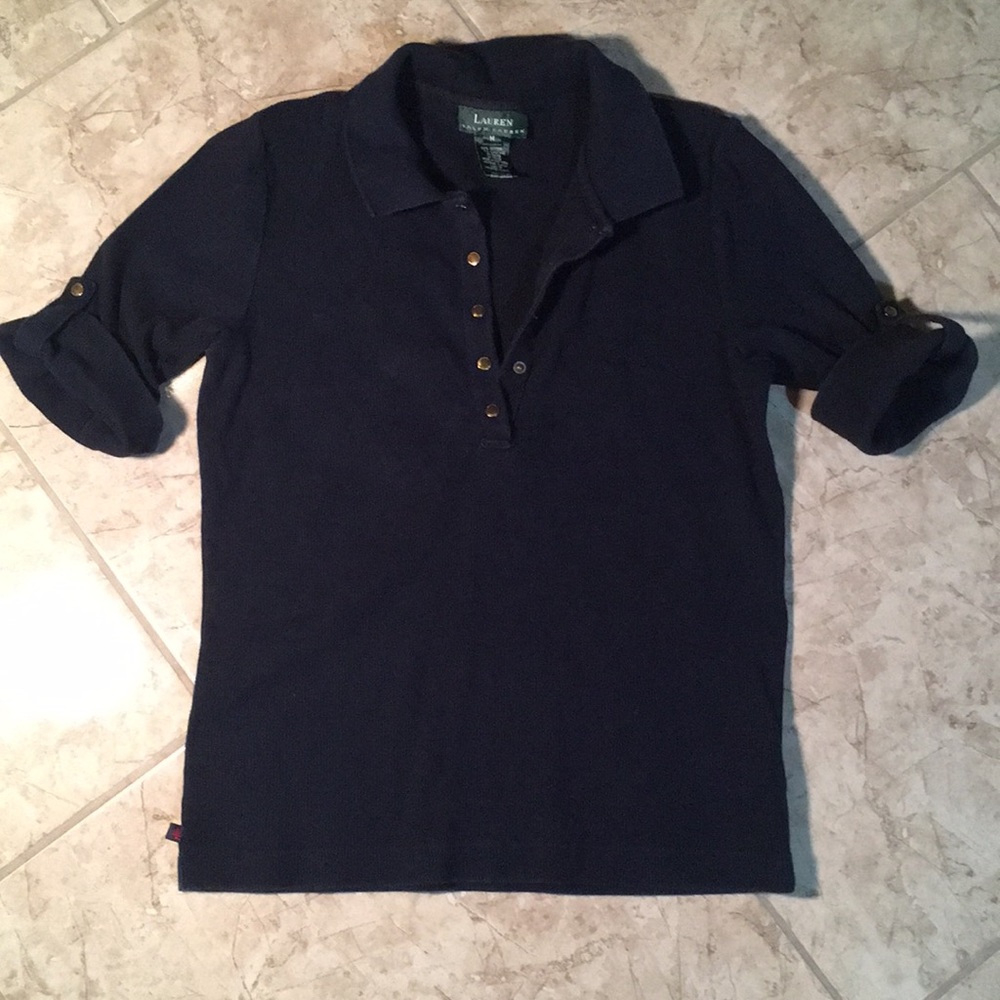 LAST CALL Ralph Lauren deep V snap button blouse - Picture 2 of 8
